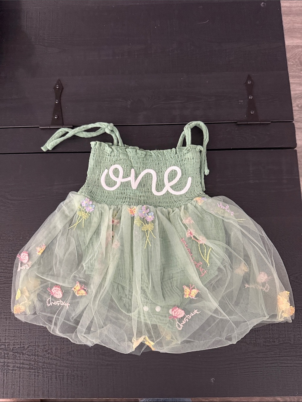 Green Tulle 'One' Toddler Dress